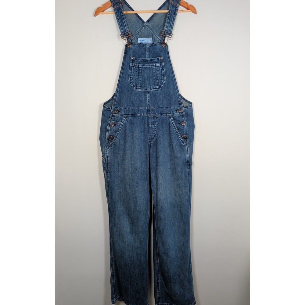 Vintage Old Navy 90s Y2K Blue Denim Overalls Bibs Size Small Jean Carpenter Bib - Picture 3 of 16